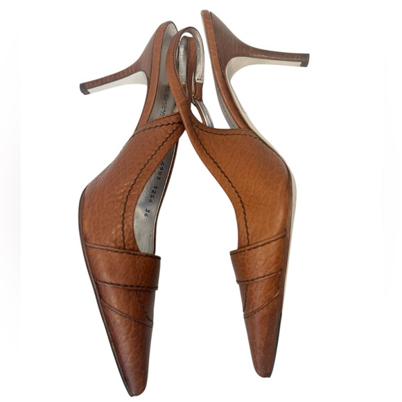 Dolce & Gabbana Pointed Toe Slingback Natural Tan Caramel Brown Size 36 EUC Rare - Picture 4 of 15